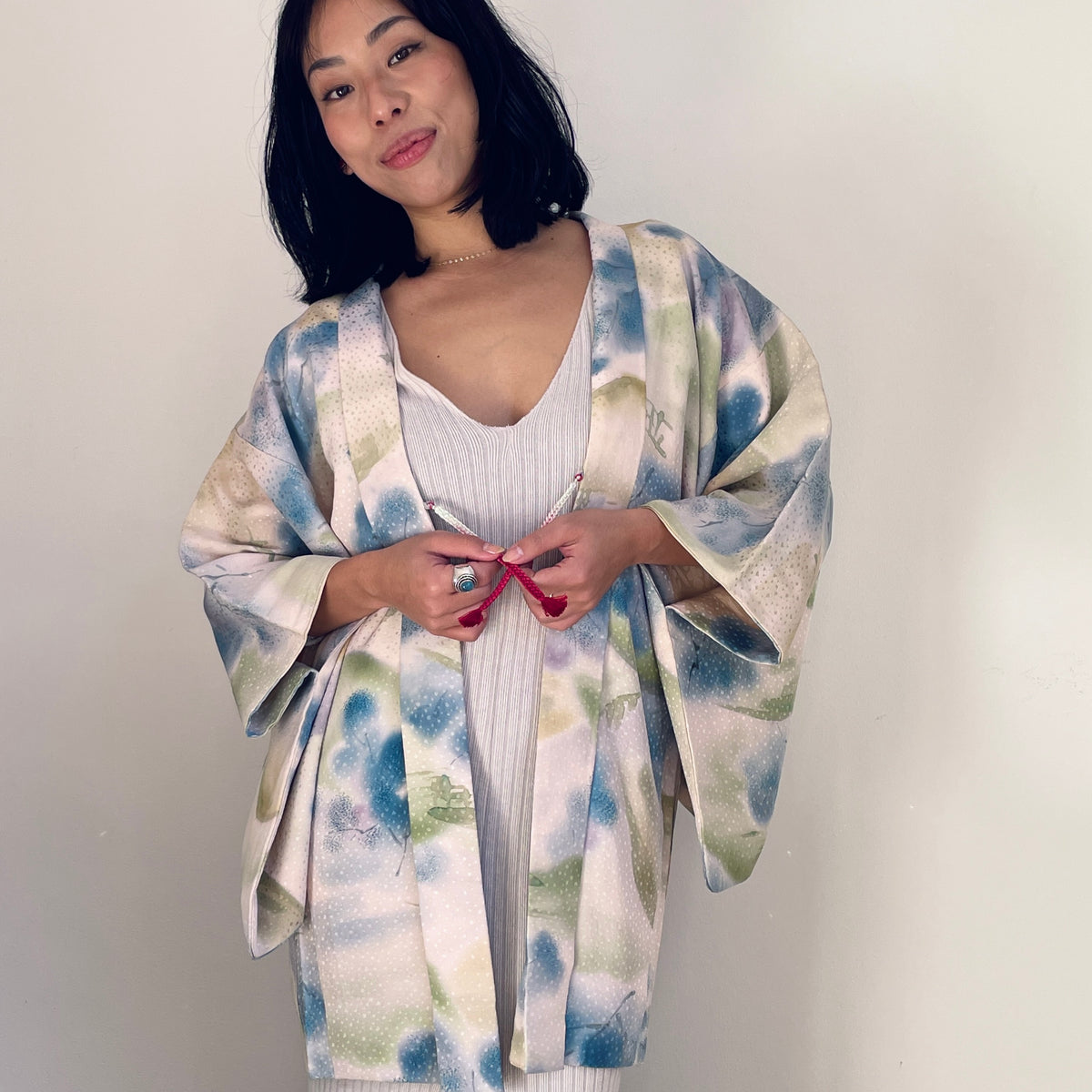 Haori Dreamy Watercolor Garden in Silk