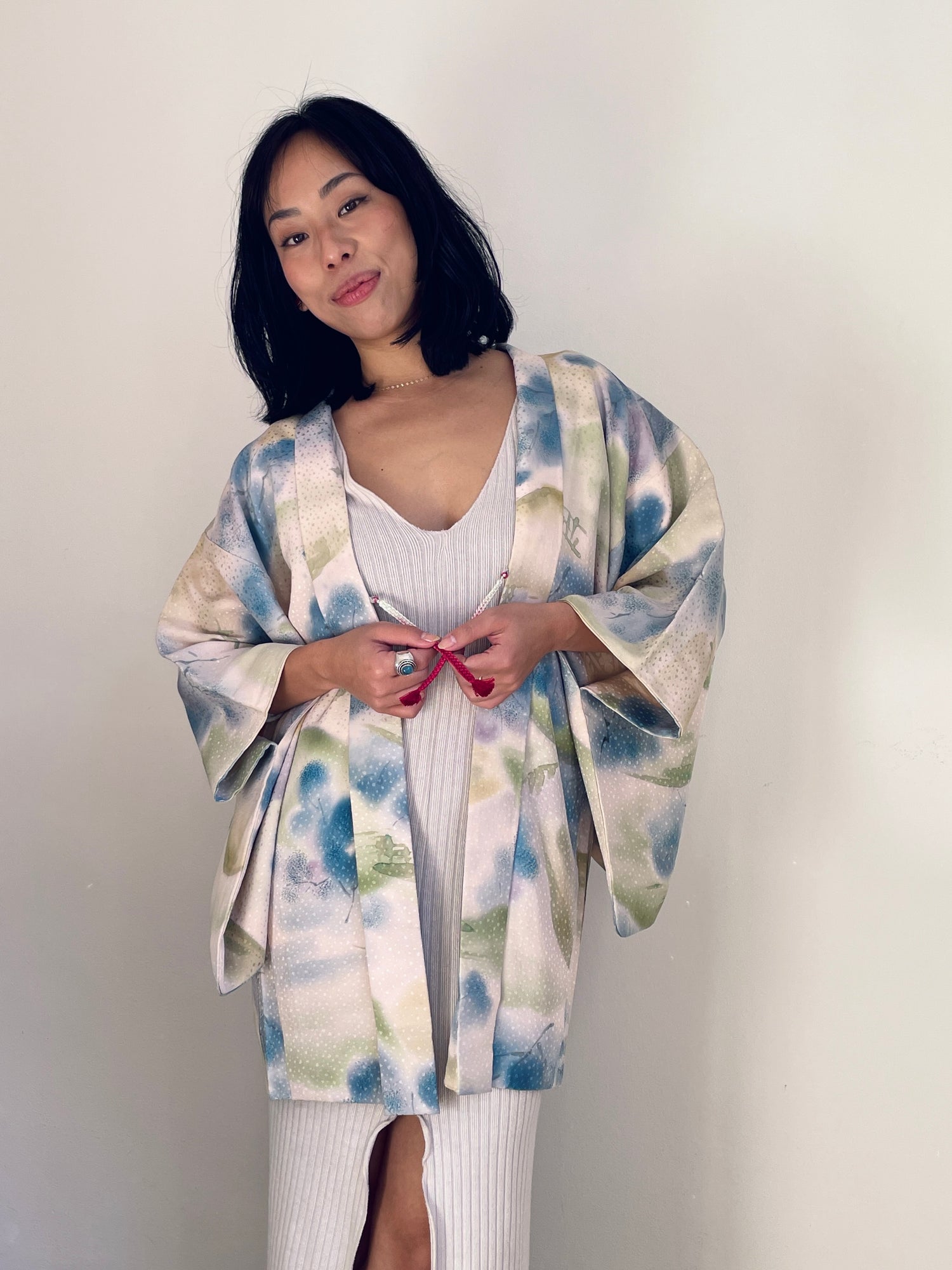 Haori Dreamy Watercolor Garden in Silk