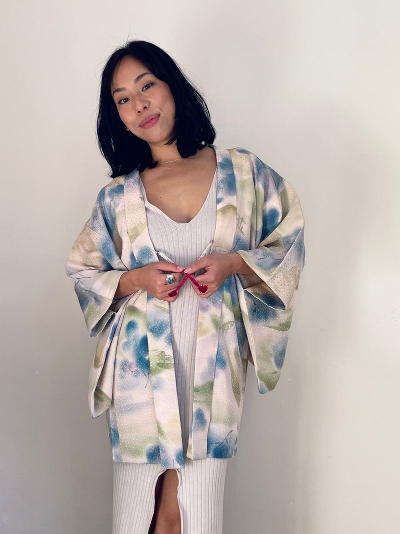 Haori Dreamy Watercolor Garden in Silk