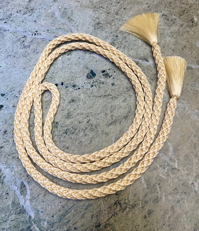 Obijime Belt Round Braided in Pale Yellow Cream in silk