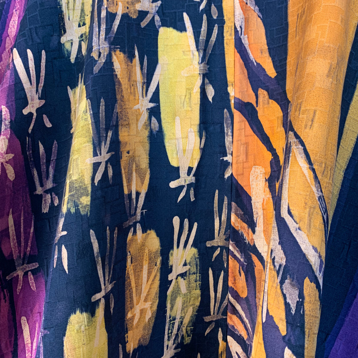 Haori Painted Orange Purple Black in Silk