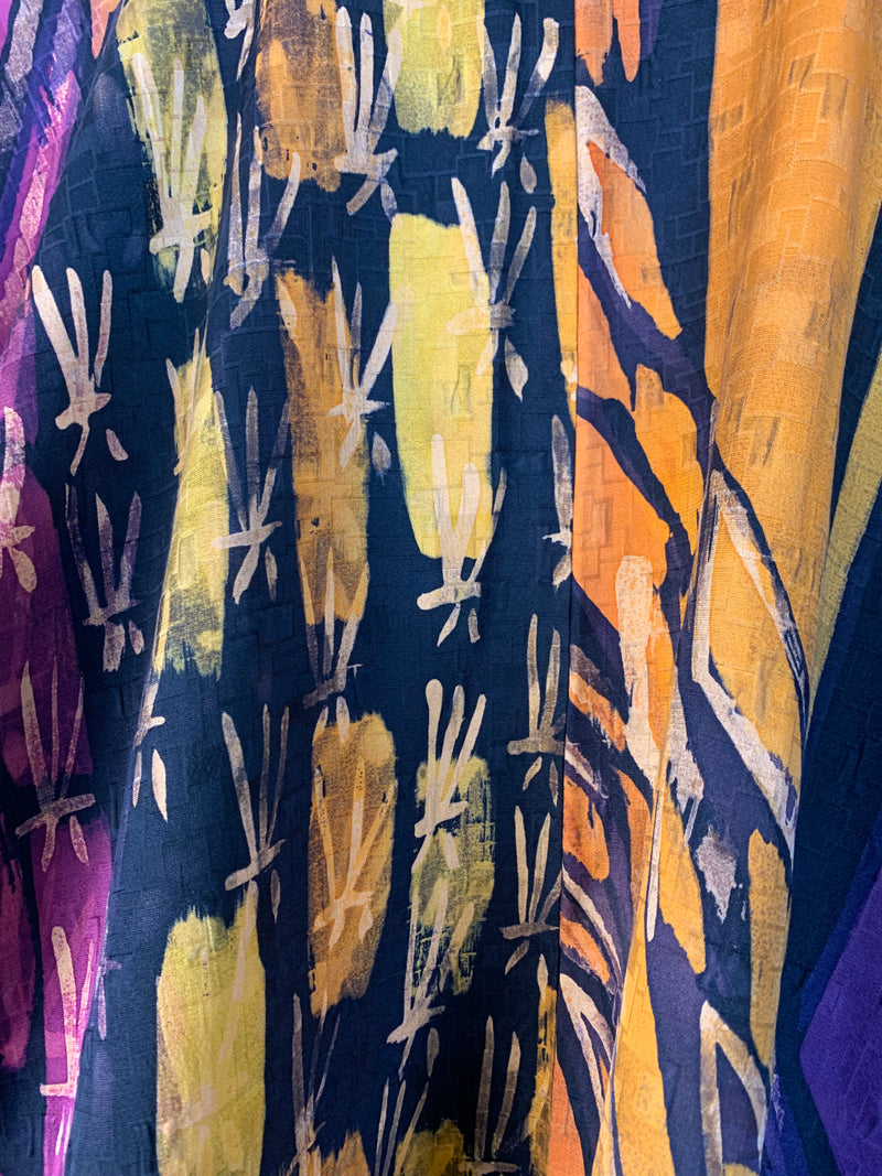 Haori Painted Orange Purple Black in Silk