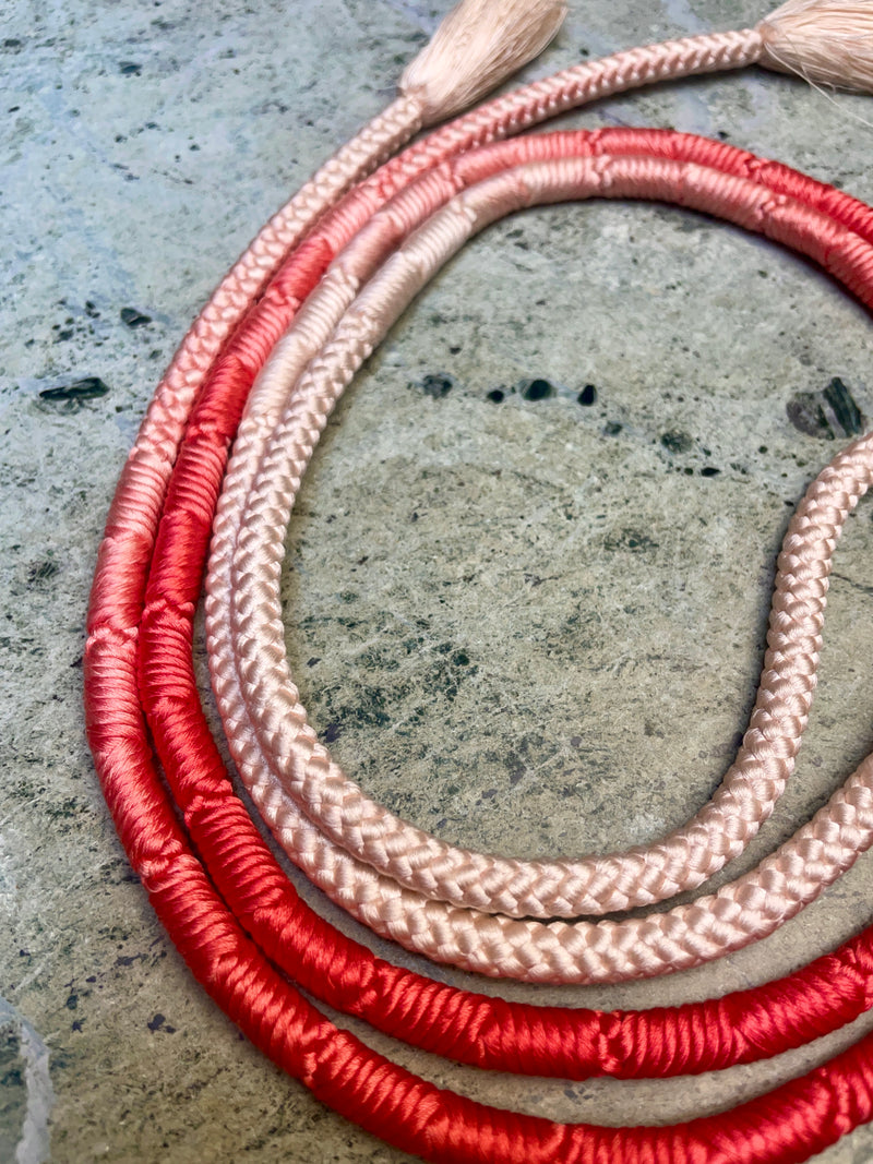 Obijime Belt Round Pink and White Ombre in Silk