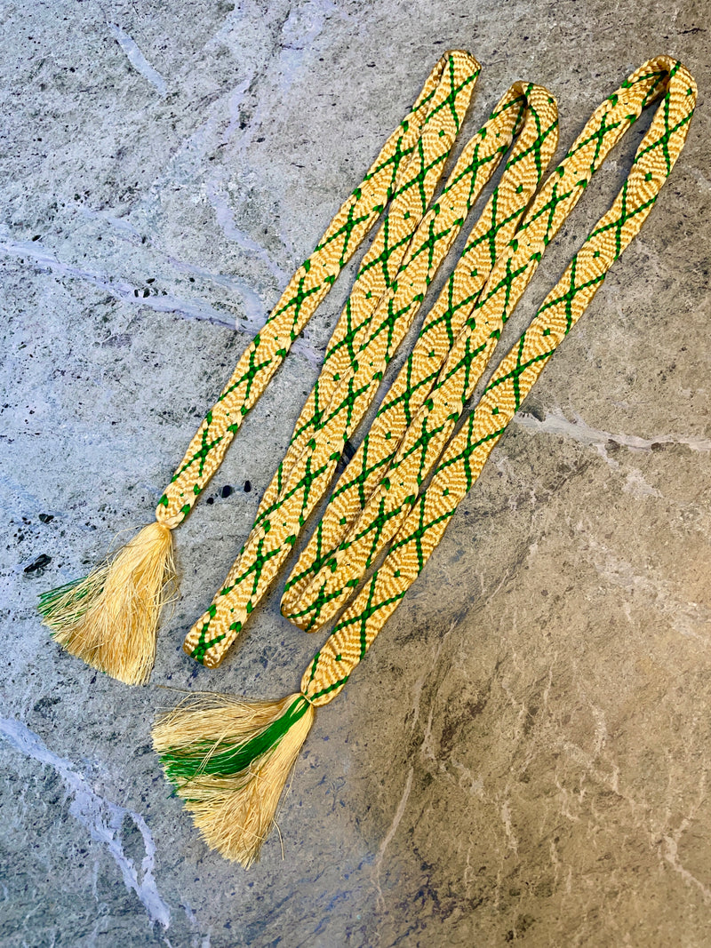 Obijime Belt Flat Yellow and Green Crosses
