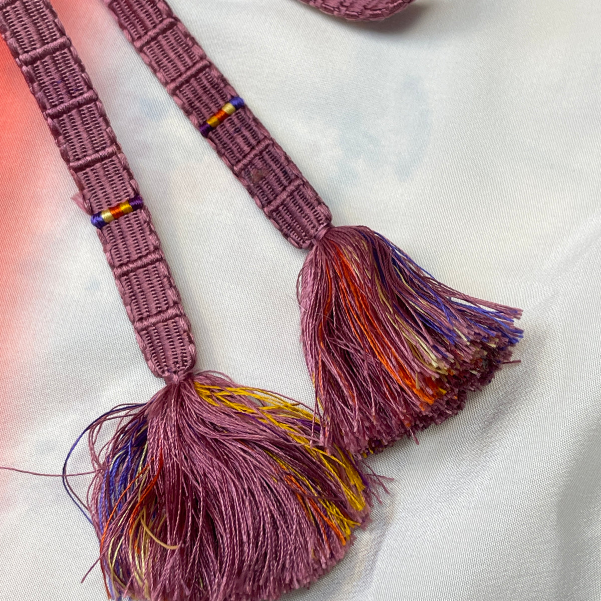 Obijime Belt Plum with Colorful Details in Silk