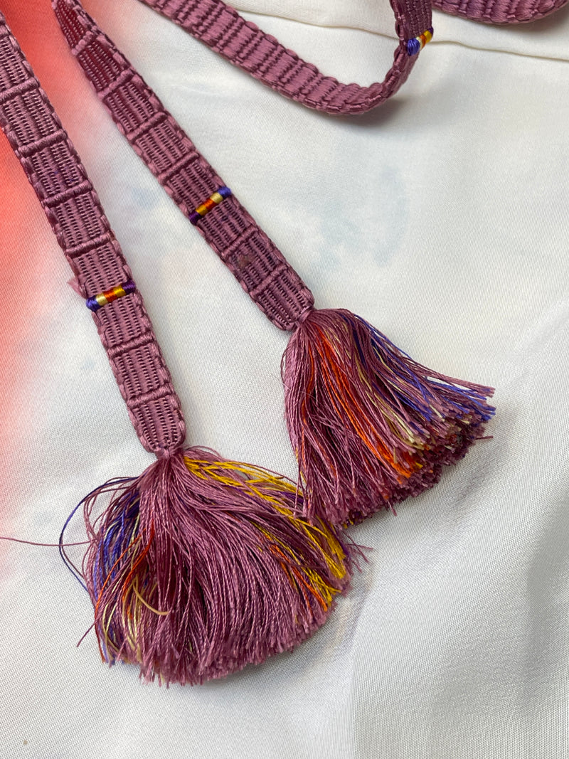 Obijime Belt Plum with Colorful Details in Silk