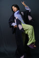 Kimono Sheer Dark Purple with Lilac and Black Embroideries