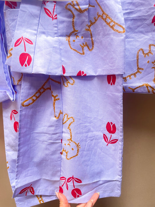 Kids Yukata in Purple Cotton