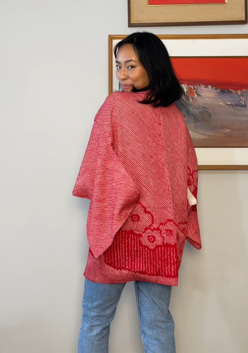 Haori Shibori Red in Silk