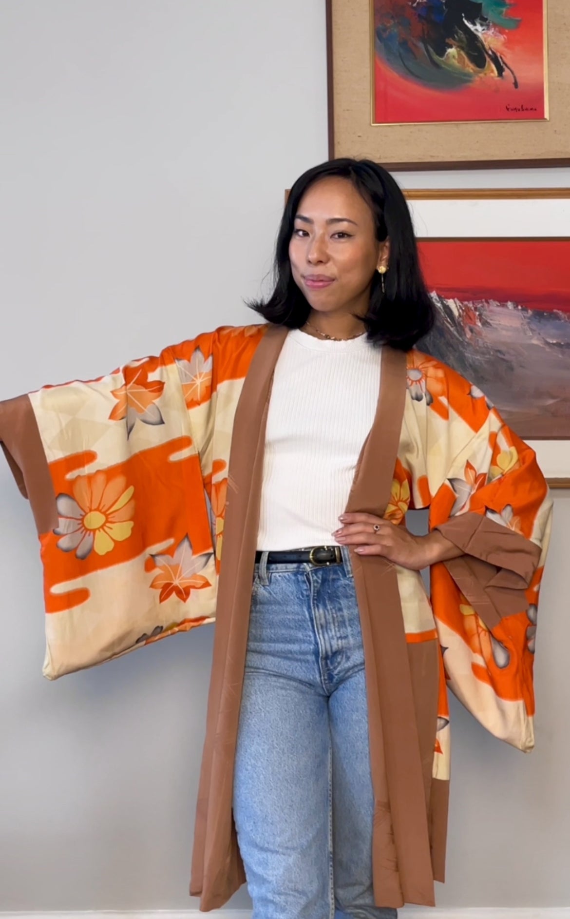 Haori Vintage Terracotta Clay in Silk