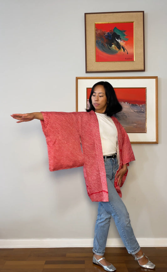 Haori Shibori Red in Silk