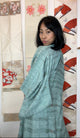 Kimono Water in Light Blue Silk with Texture