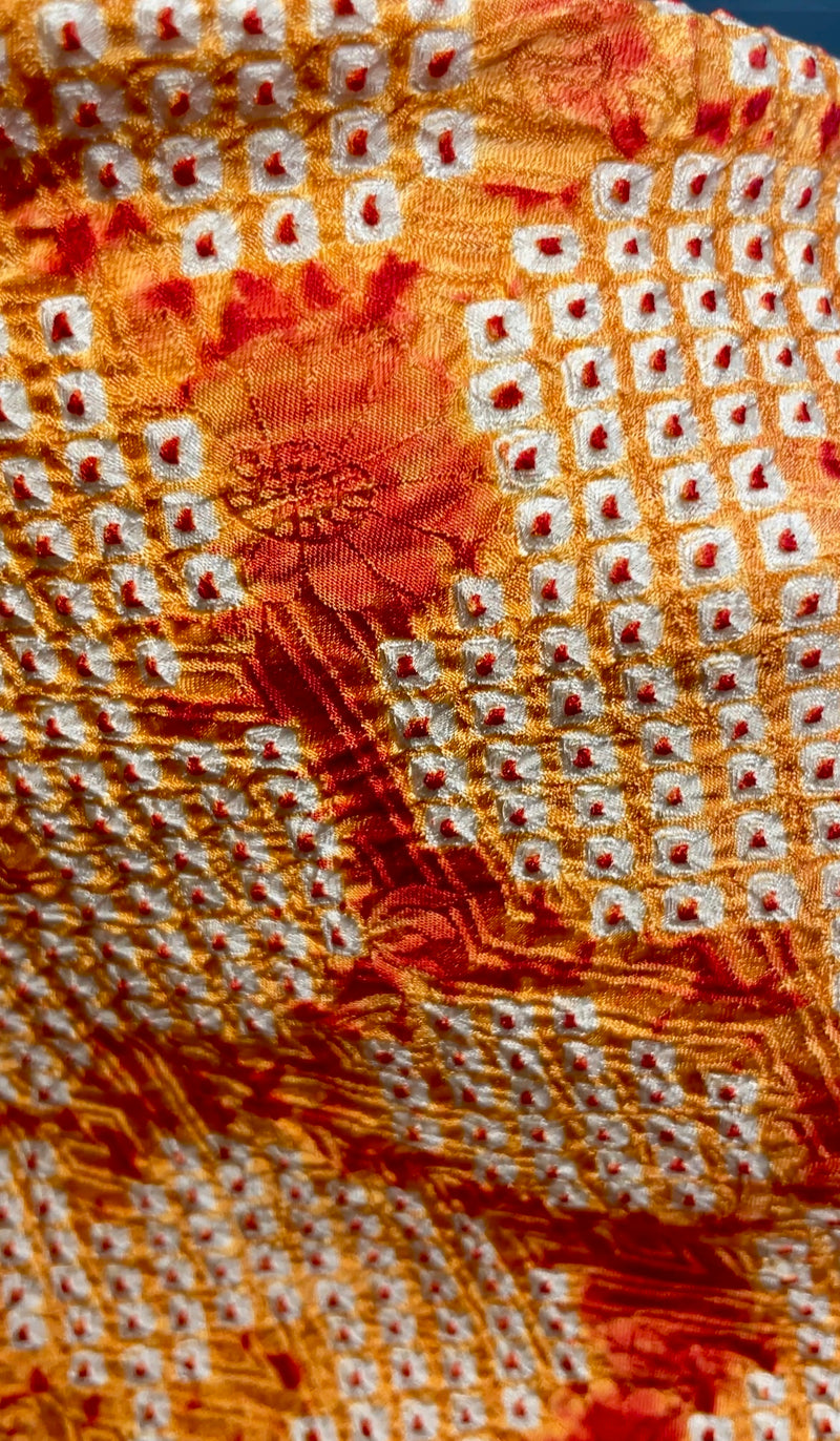 Haori Shibori Salmon Red Flowers