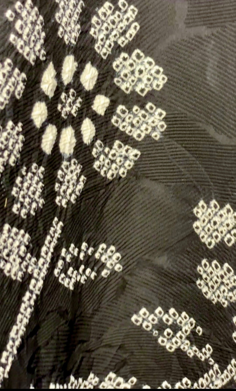 Haori Black Texture with Shibori Work