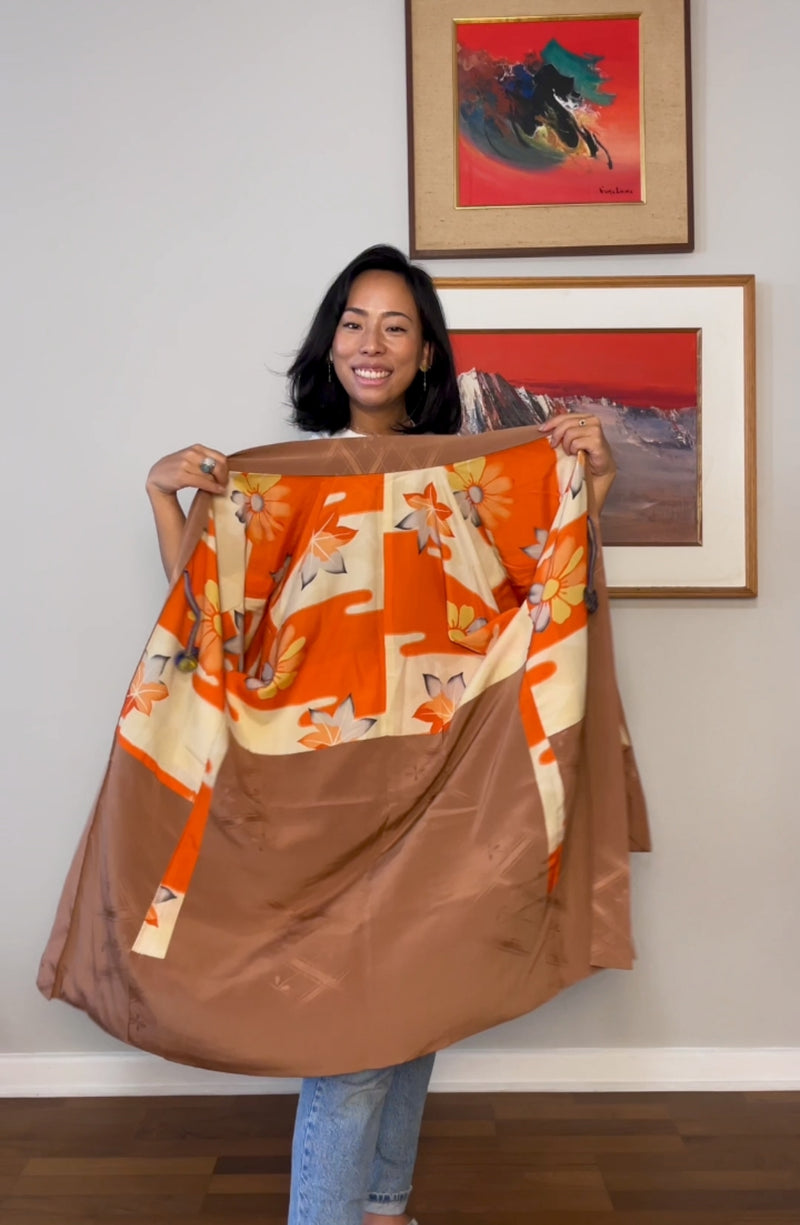 Haori Vintage Terracotta Clay in Silk