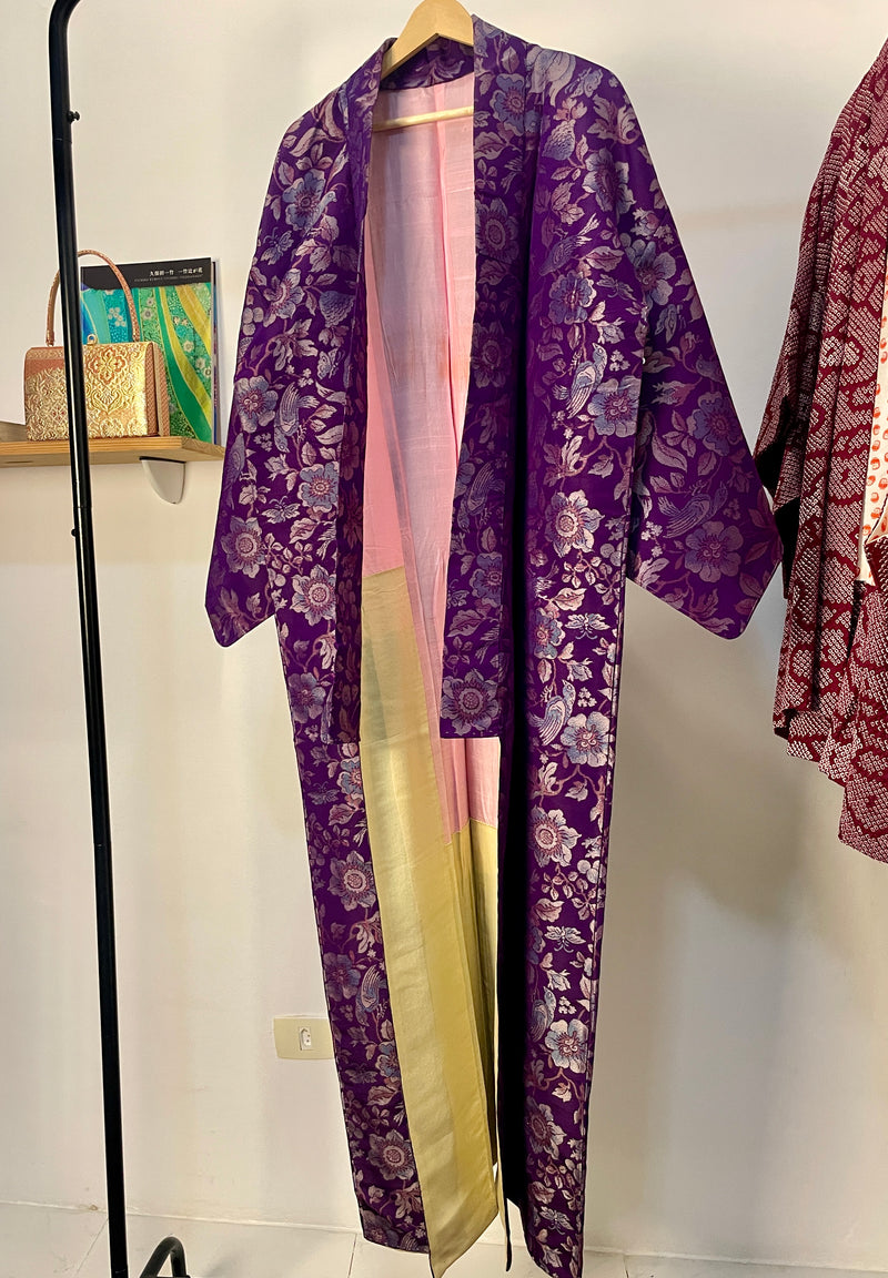 Kimono Vintage Purple with Embroidery