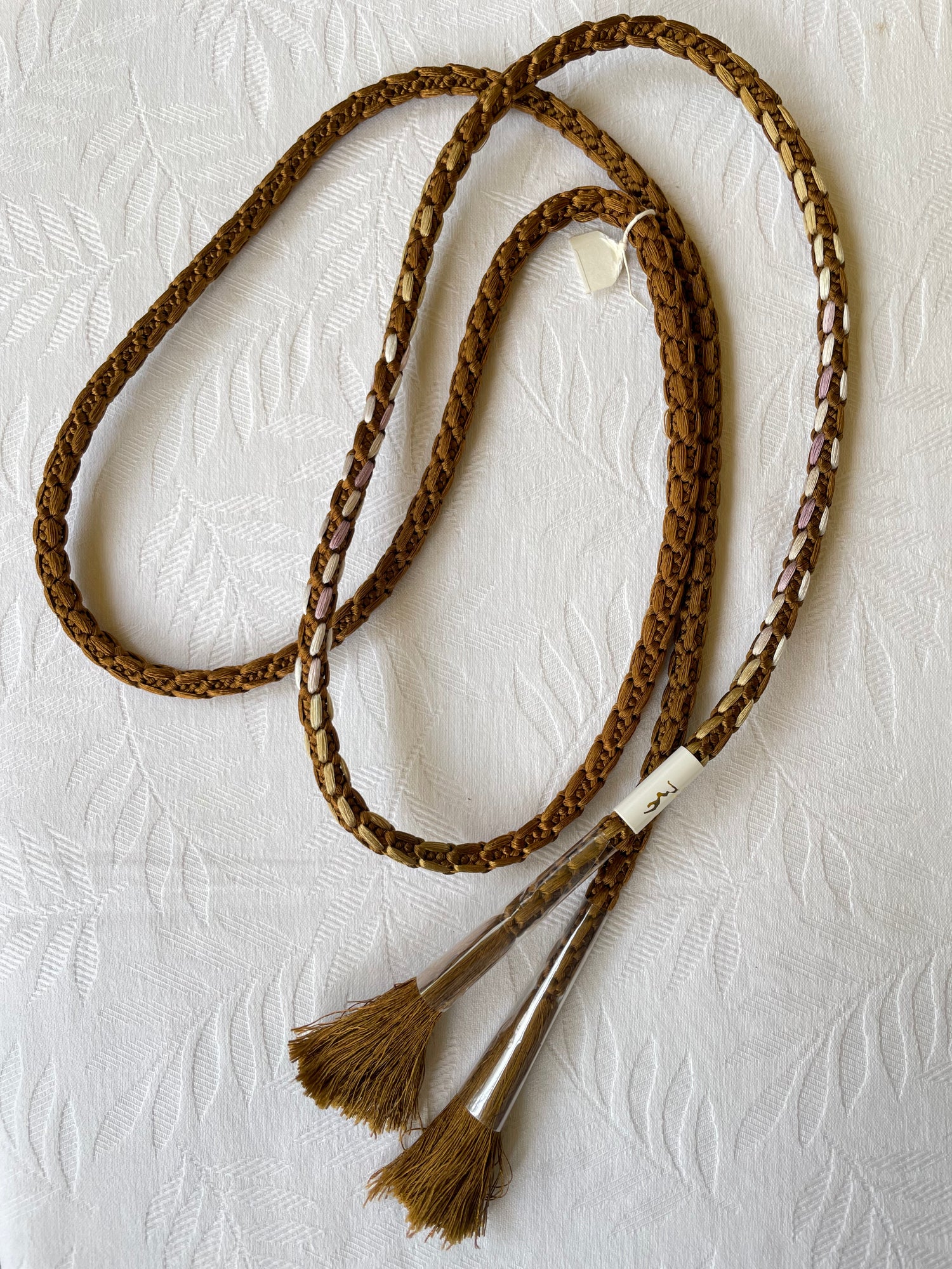 Obijime Braided Olive Brown with Lilac details in Silk