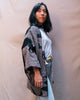 Haori Jacket Jacquard in Black and Lilac with Flowers