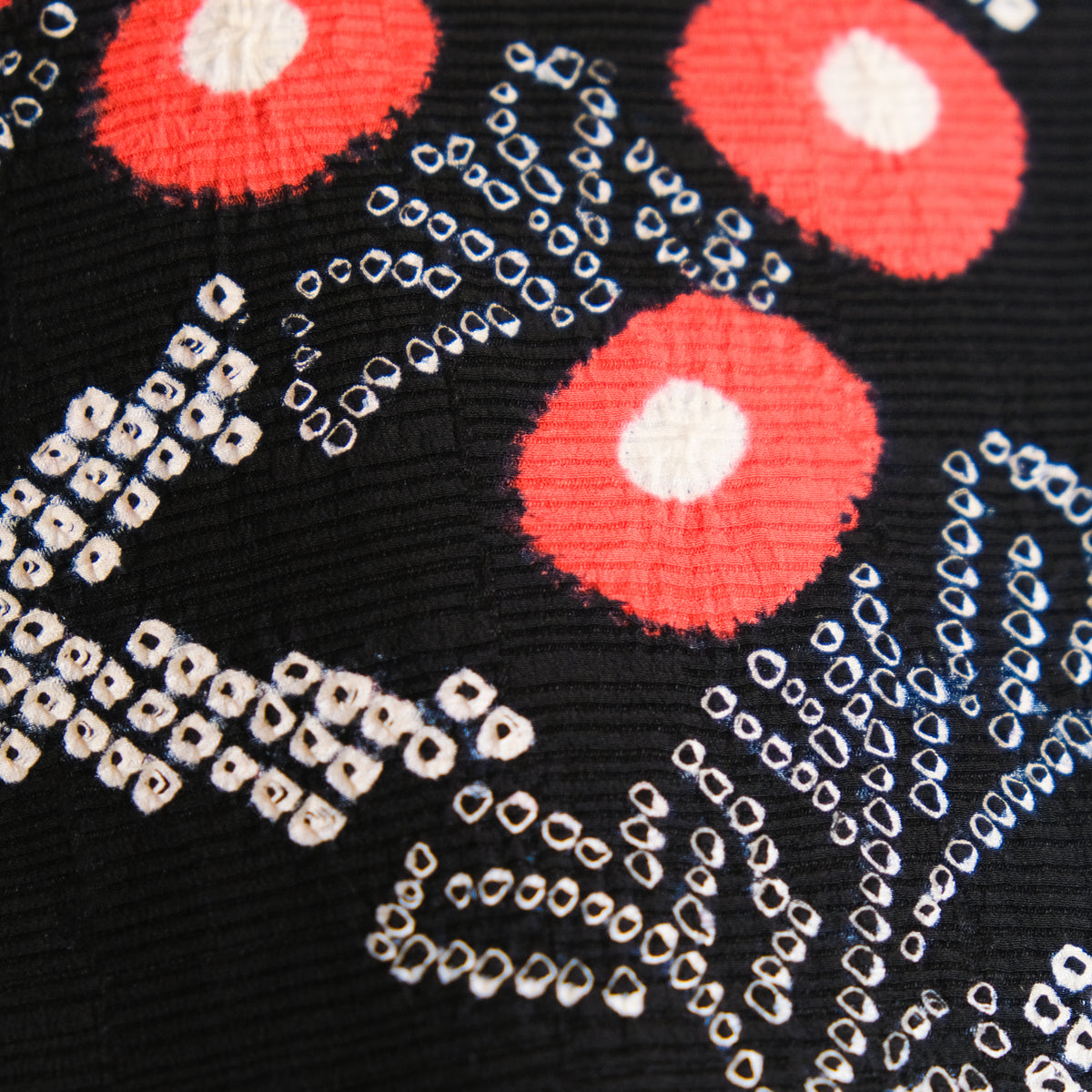 Haori Jacket Black with Shibori Flowers