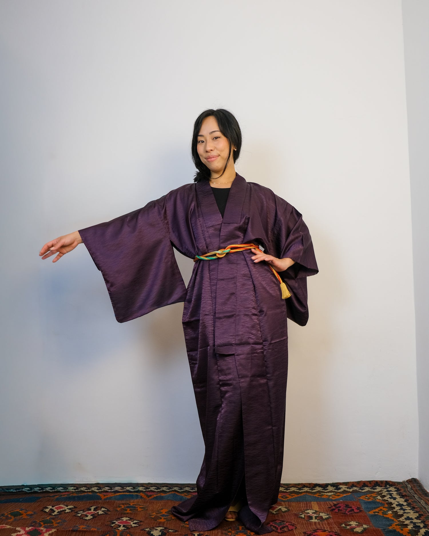 Kimono Dark Purple in Single Layer SIlk