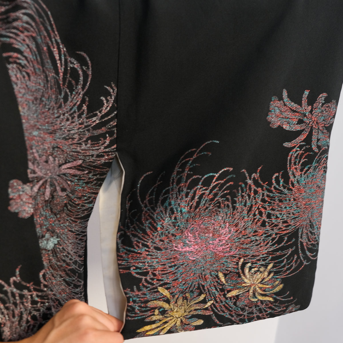Haori Black with Metallic Flower Embroideries