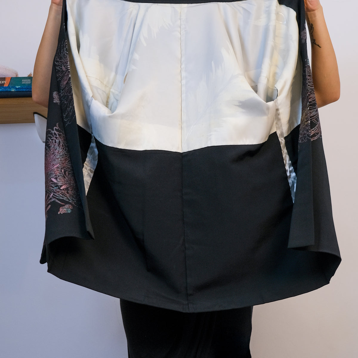 Haori Black with Metallic Flower Embroideries