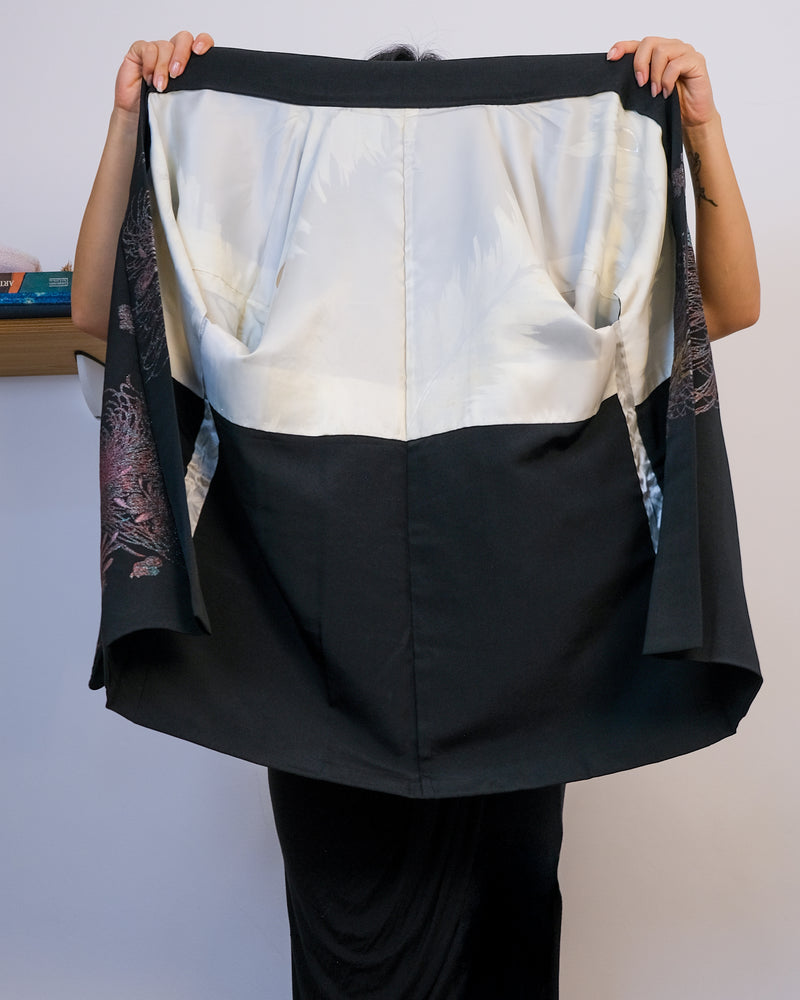 Haori Black with Metallic Flower Embroideries