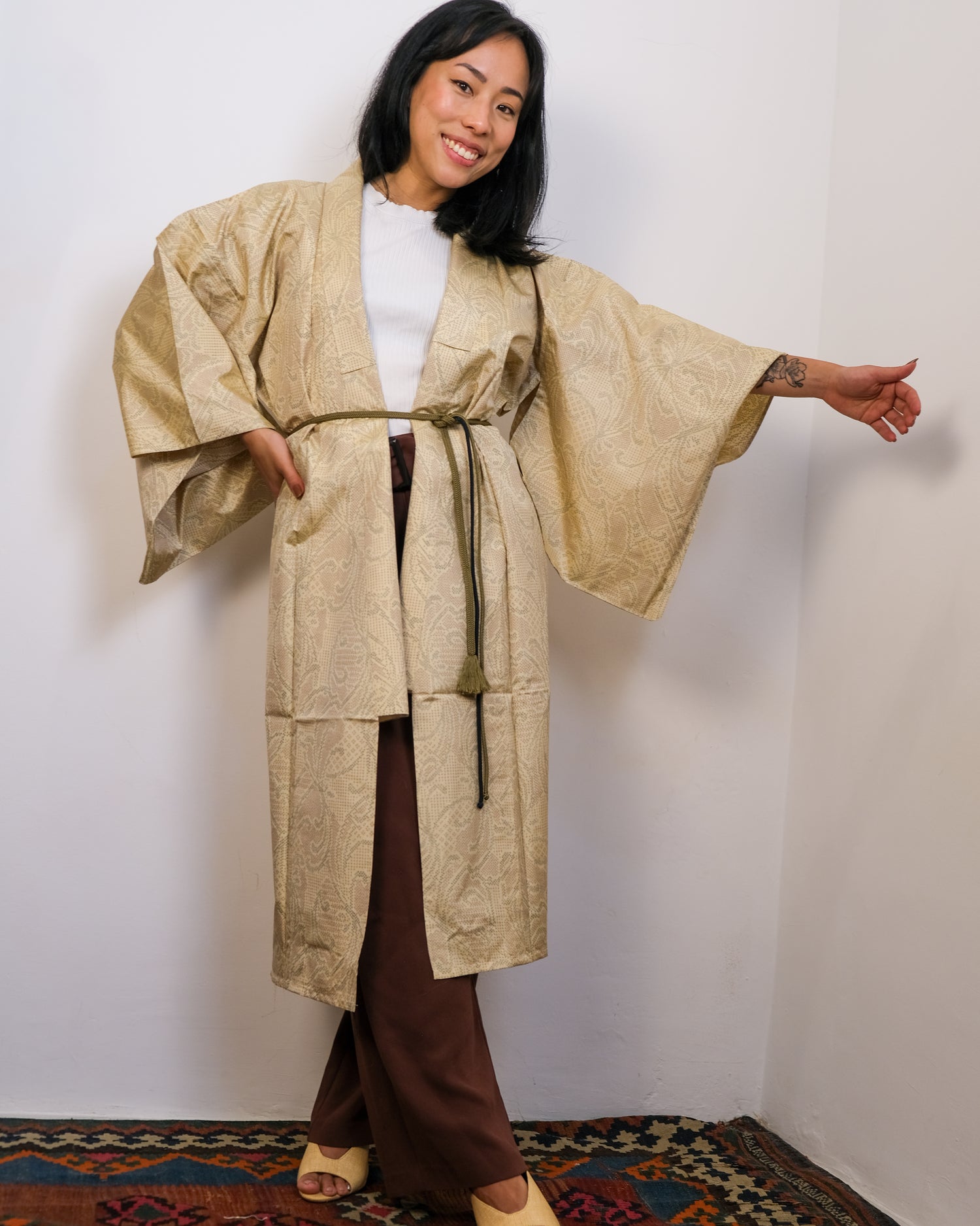 Kimono Sand Tsumugi Technique Single Layer Silk