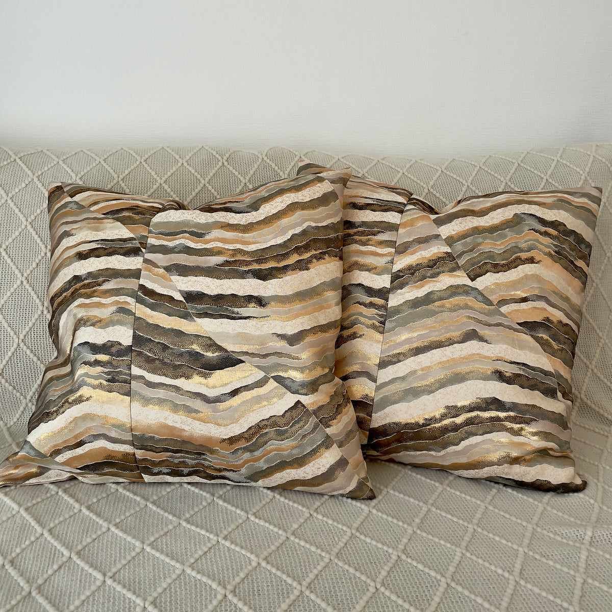 Cushion cover upcycled from silk obi sash