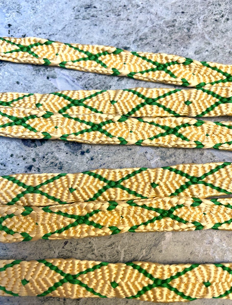 Obijime Belt Flat Yellow and Green Crosses