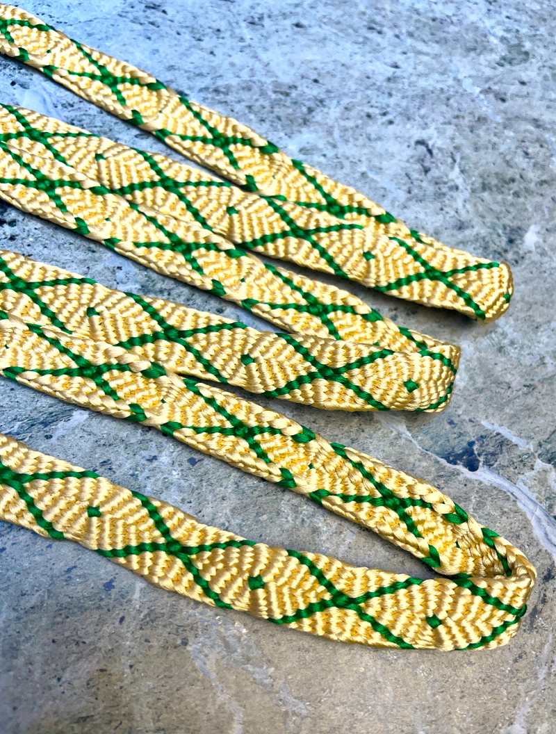 Obijime Belt Flat Yellow and Green Crosses