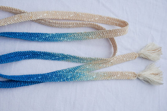 Obijime Flat Braid Ombre White Sky Blue