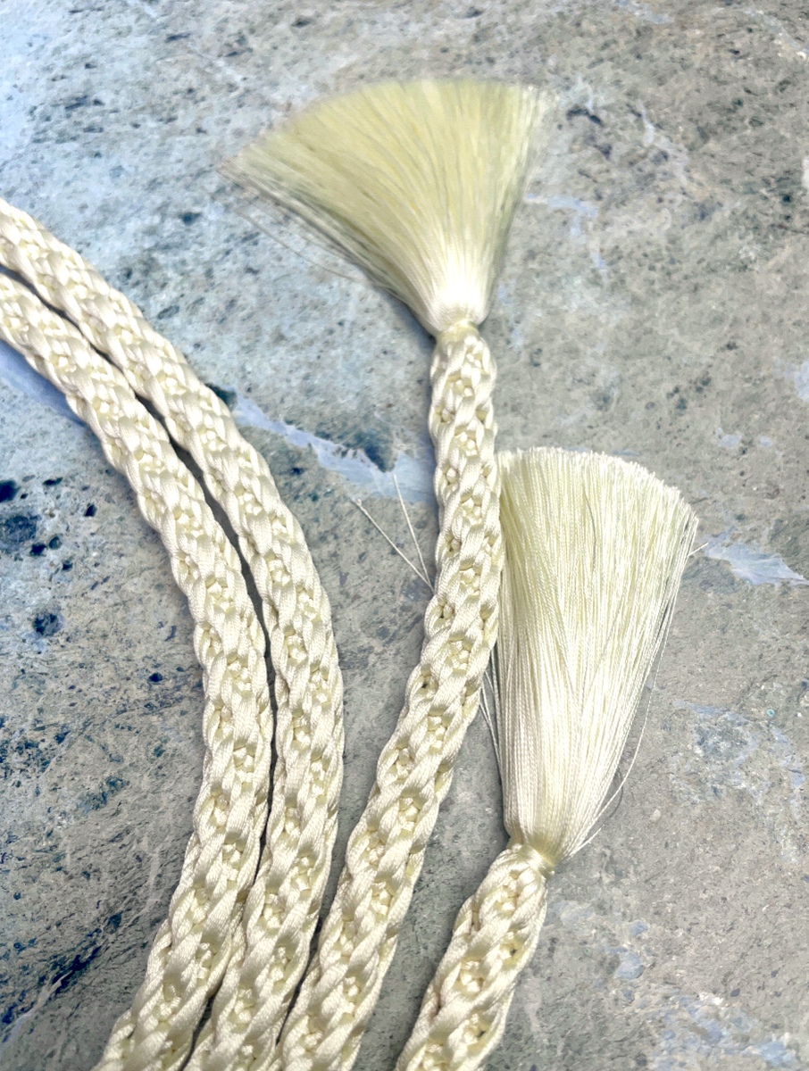 Obijime Belt Round Braided in Off White Silk