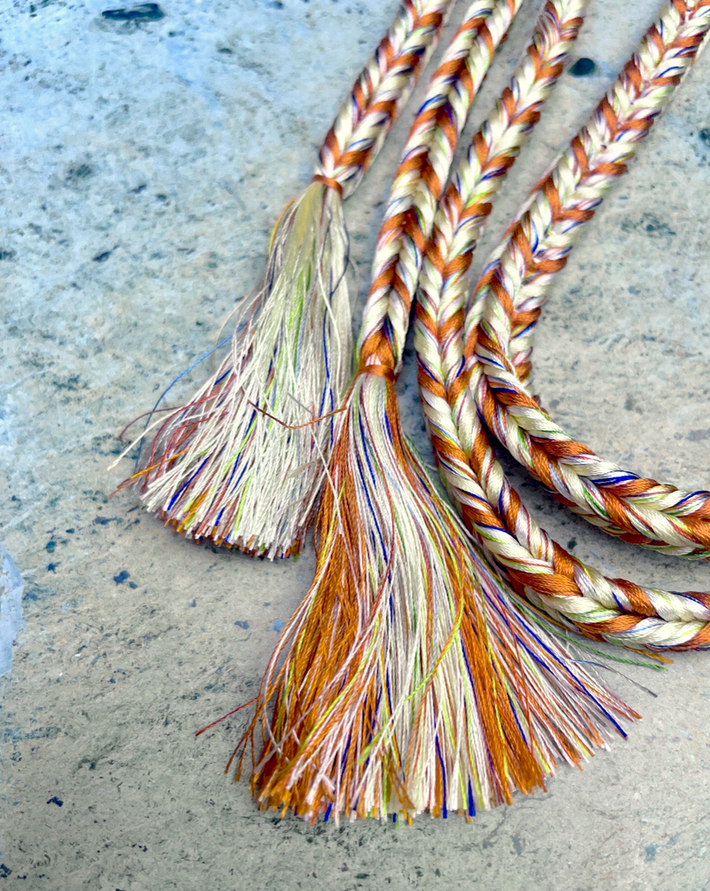 Obijime Belt Multicolored Braided in Silk