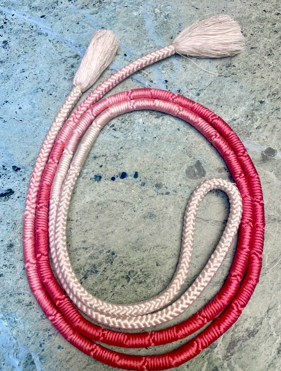 Obijime Belt Round Pink and White Ombre in Silk
