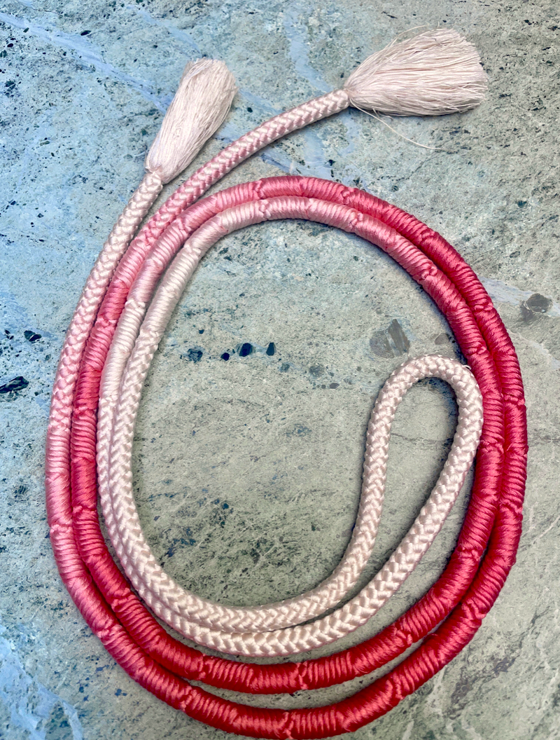 Obijime Belt Round Pink and White Ombre in Silk