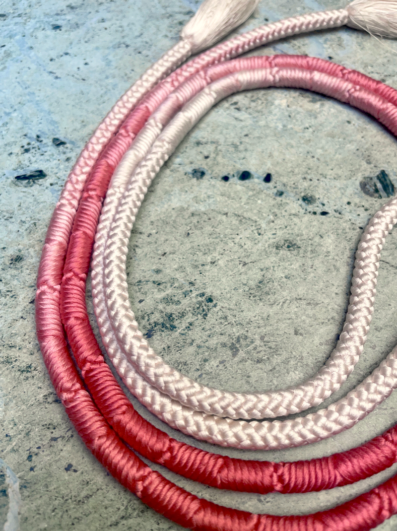 Obijime Belt Round Pink and White Ombre in Silk