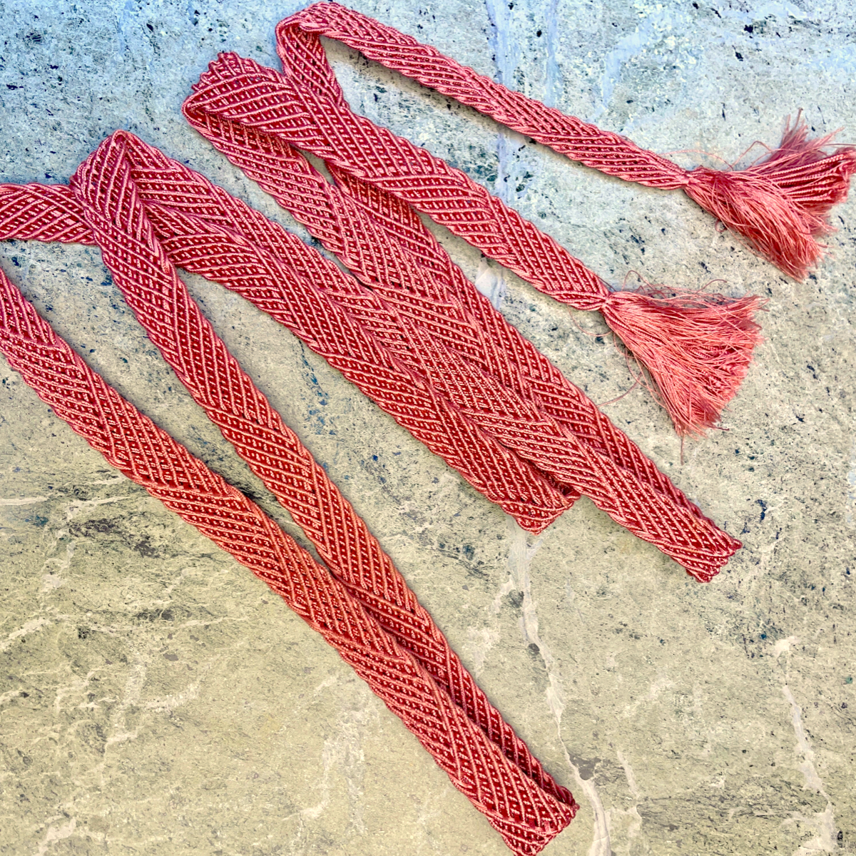 Obijime Belt Flat Braided in Mauve Pink Silk