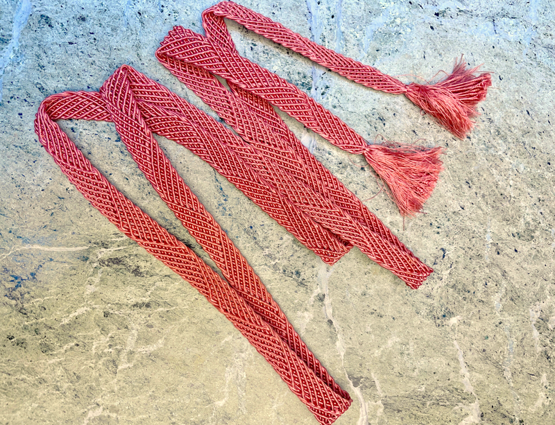 Obijime Belt Flat Braided in Mauve Pink Silk