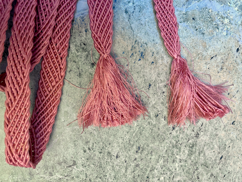 Obijime Belt Flat Braided in Mauve Pink Silk