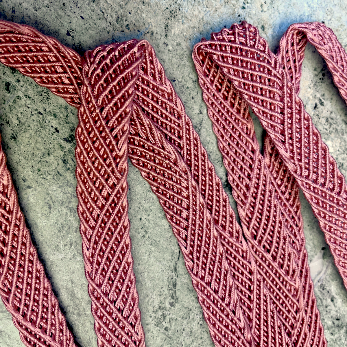 Obijime Belt Flat Braided in Mauve Pink Silk