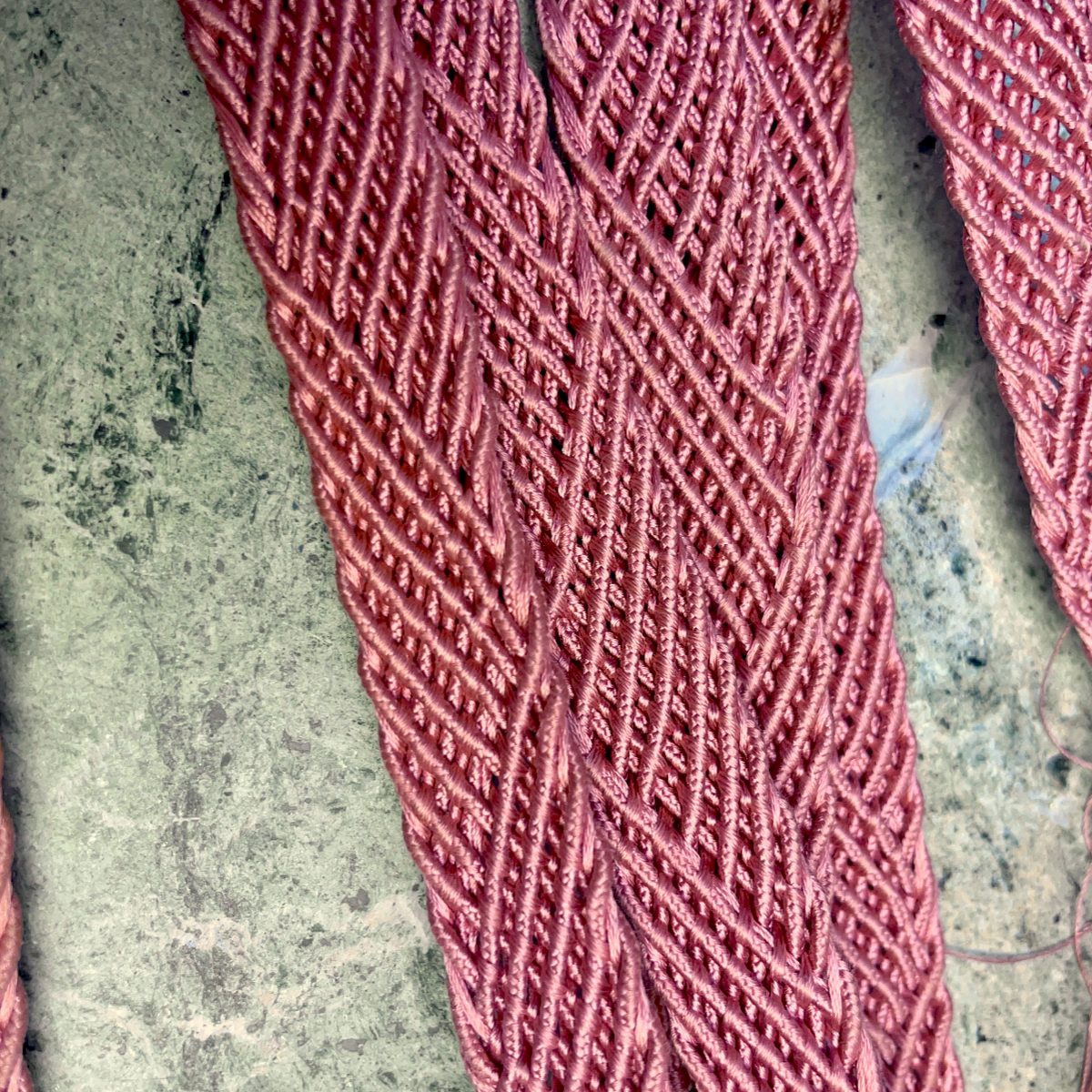 Obijime Belt Flat Braided in Mauve Pink Silk