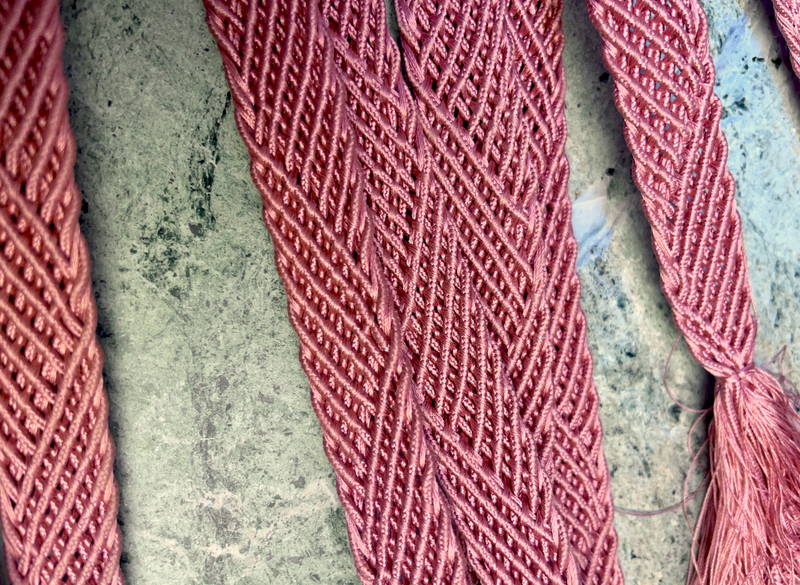 Obijime Belt Flat Braided in Mauve Pink Silk