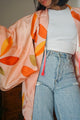 Haori Light Pink with Orange Watercolor Leaves in Silk
