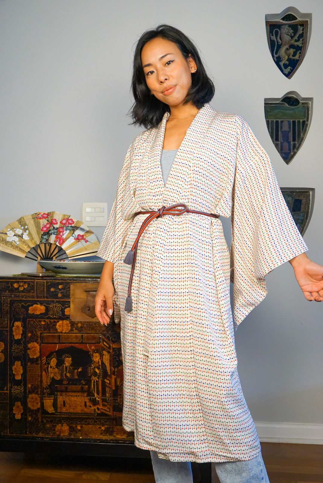 Kimono Single Layer Tiny fans in Silk
