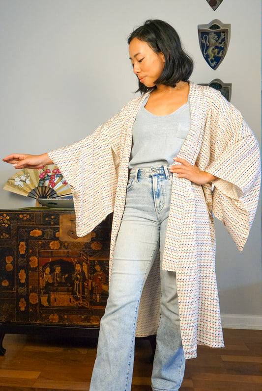 Kimono Single Layer Tiny fans in Silk