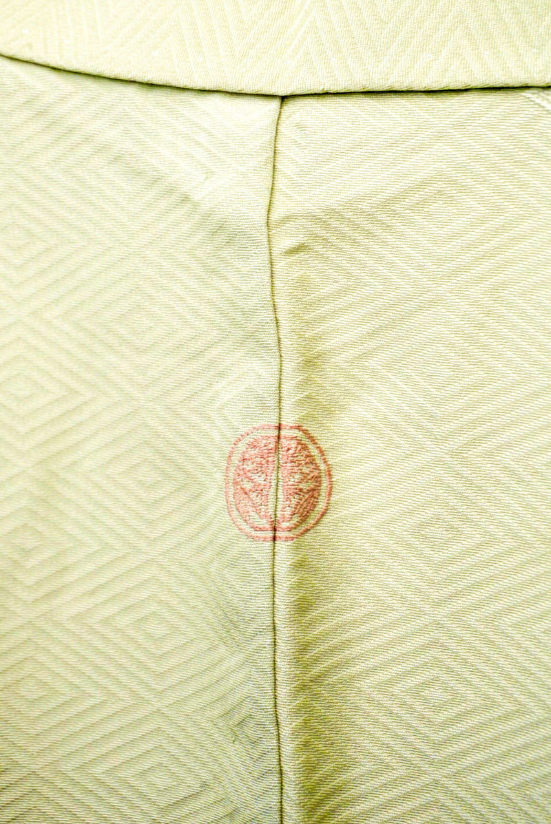 Kimono One Layer Light Pistacchio with Diamond Shapes in Silk
