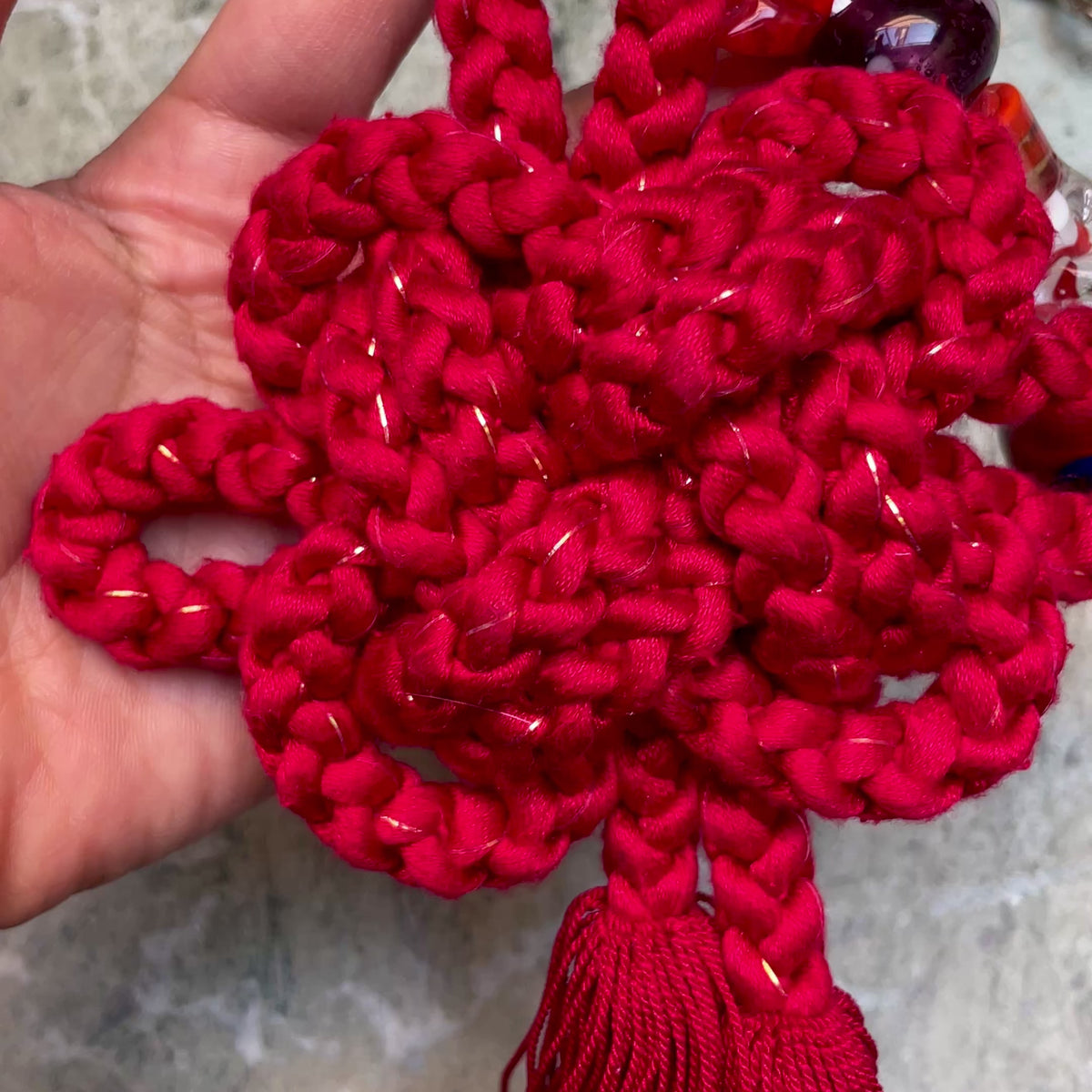 Obijime Bag Charm - Cherry Red In Silk