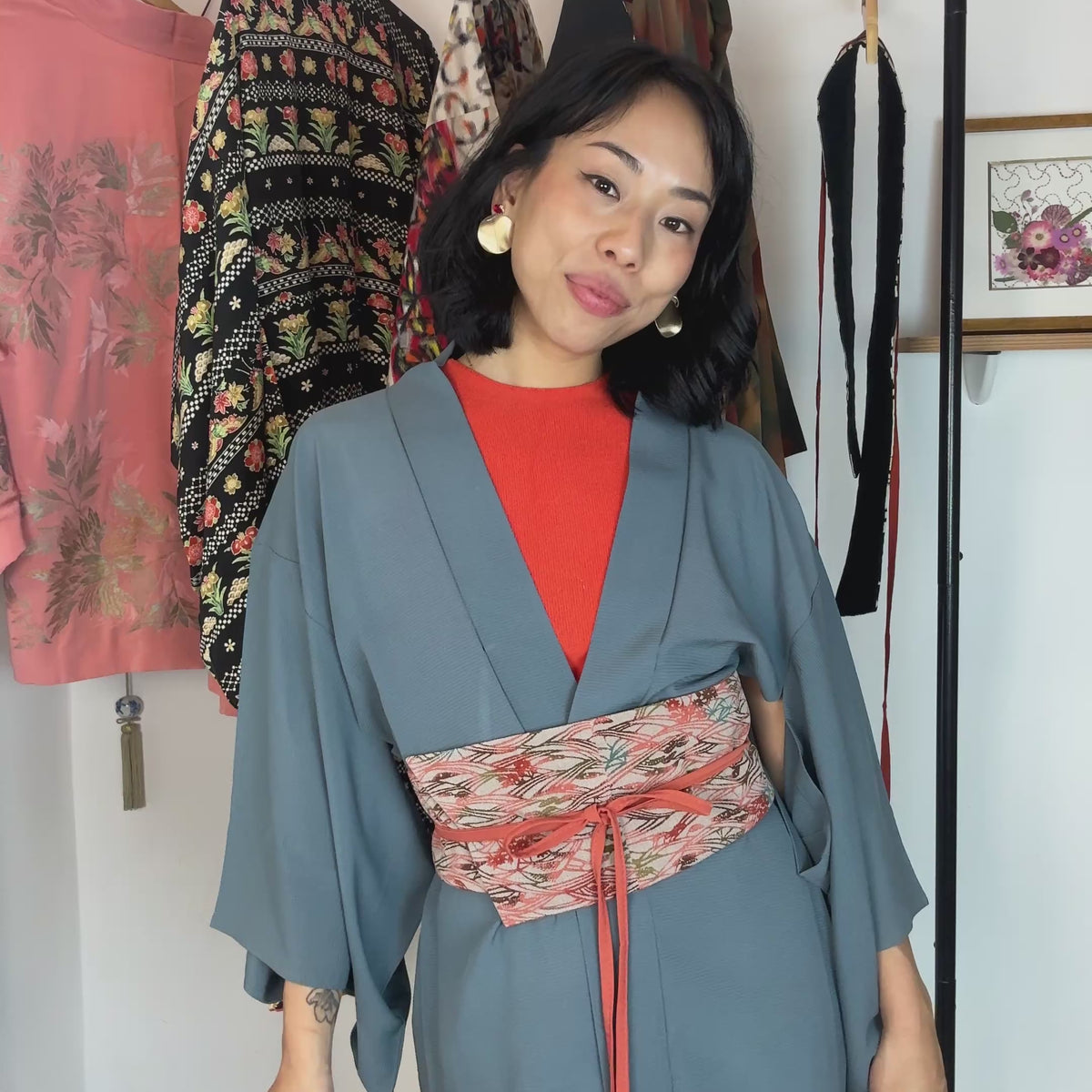 Haori Sheer Petrol Takashimaya in Silk