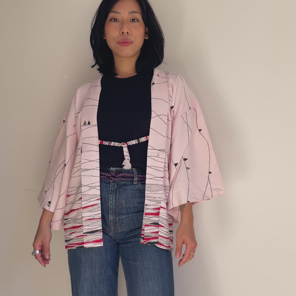 Haori Pastel Pink Crayon in Mixed Silk